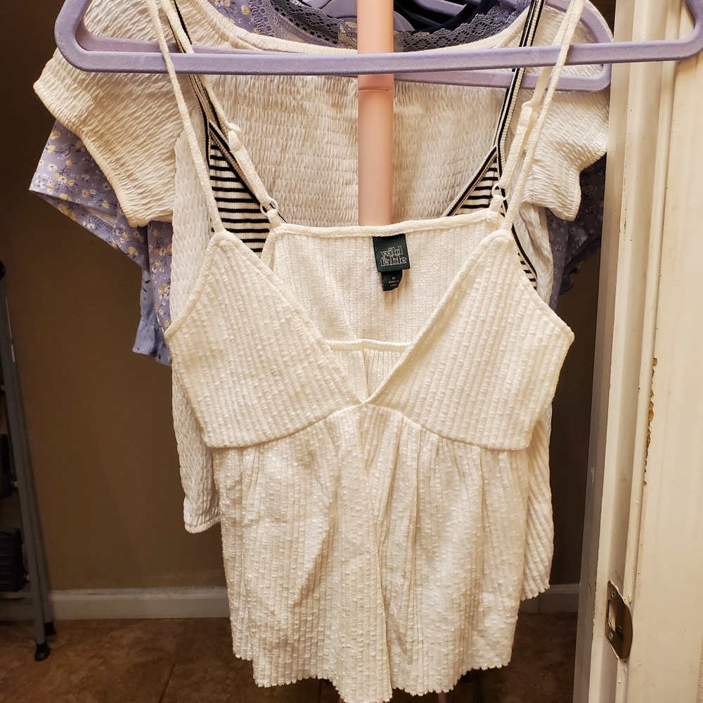 wild fable Cream Ribbed Cami Tank Top